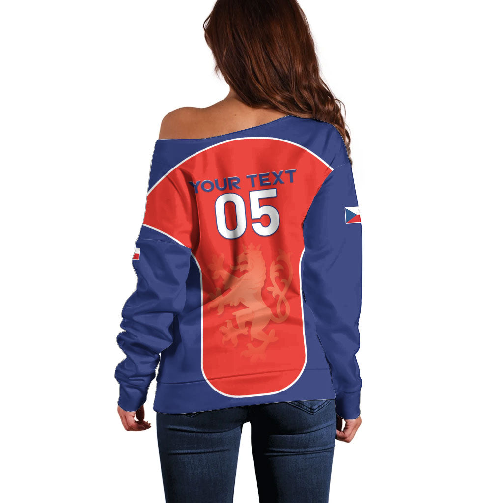 Custom Czechia Football 2026 Off Shoulder Sweater National Lion Unique Style
