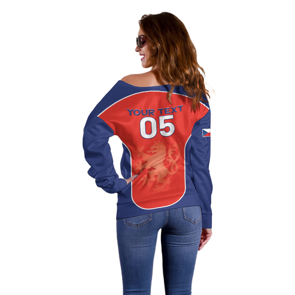 Custom Czechia Football 2026 Off Shoulder Sweater National Lion Unique Style