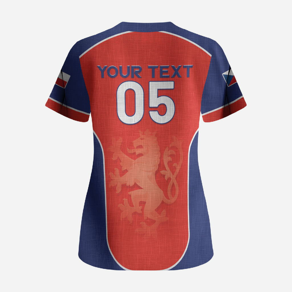 Custom Czechia Football 2026 Scrub Top National Lion Unique Style