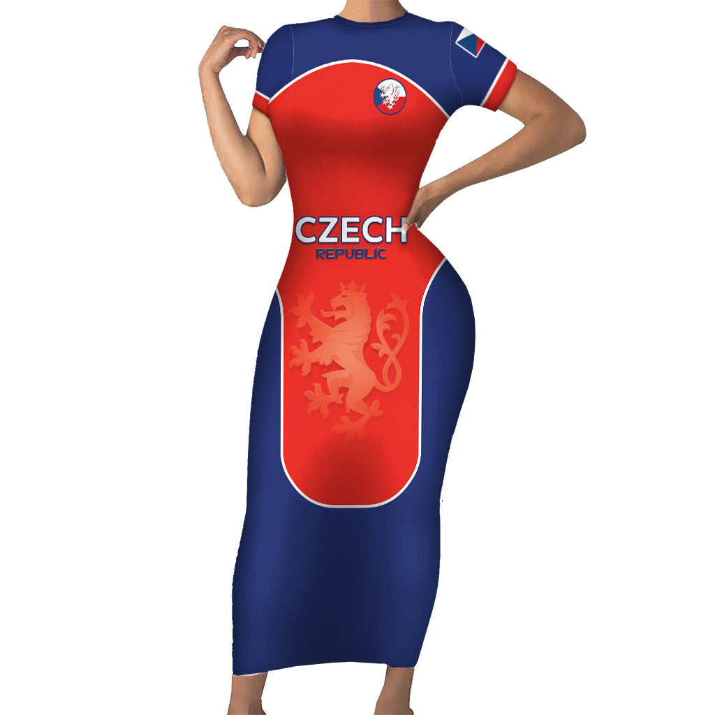 Custom Czechia Football 2026 Short Sleeve Bodycon Dress National Lion Unique Style