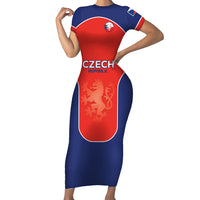 Custom Czechia Football 2026 Short Sleeve Bodycon Dress National Lion Unique Style