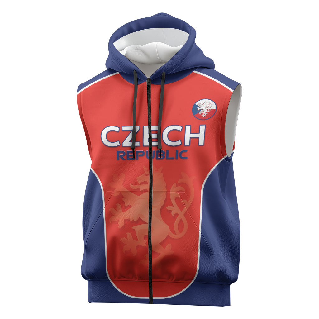 Custom Czechia Football 2026 Sleeveless Zip Hoodie National Lion Unique Style