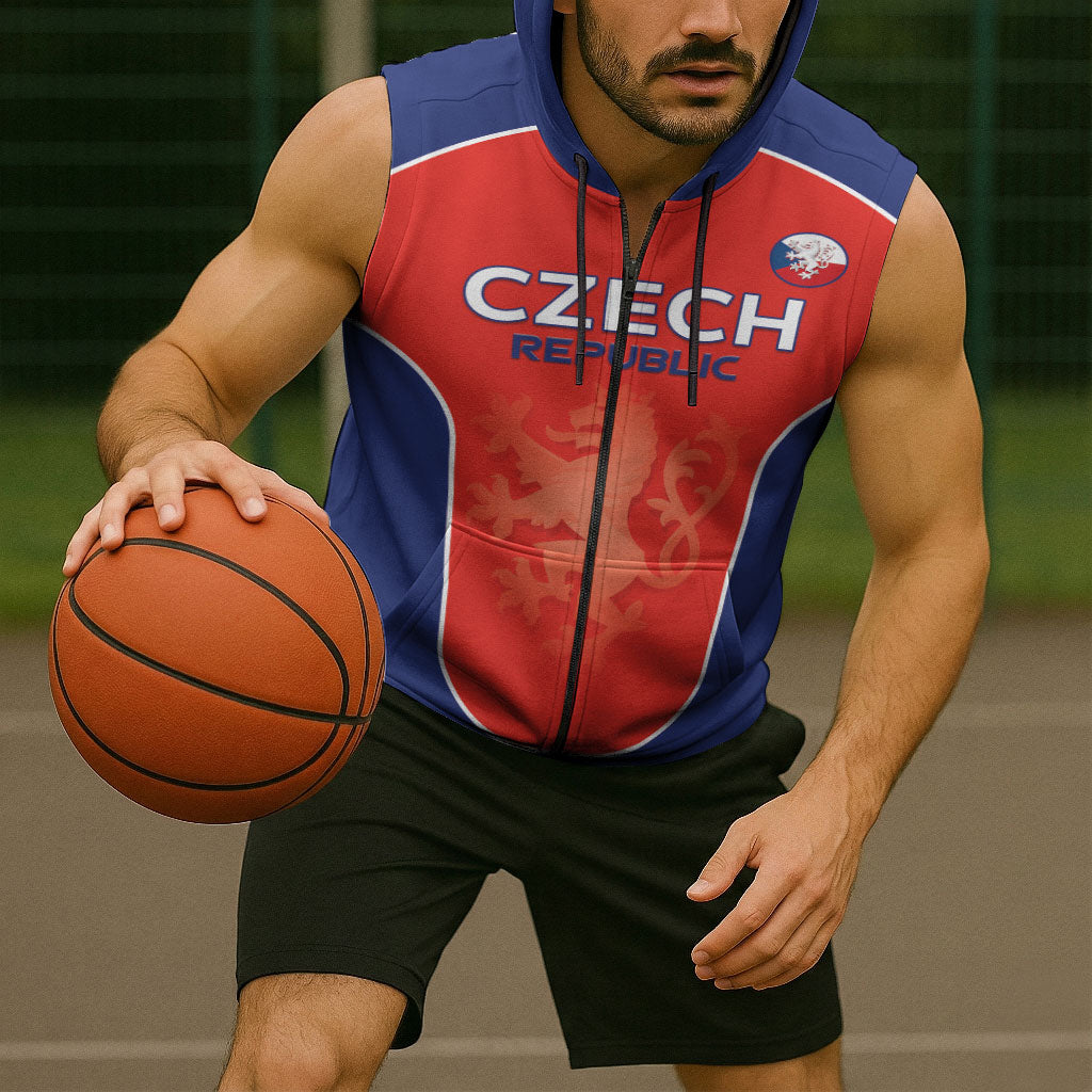 Custom Czechia Football 2026 Sleeveless Zip Hoodie National Lion Unique Style