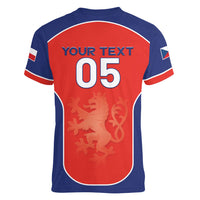 Custom Czechia Football 2026 Women V-Neck T-Shirt National Lion Unique Style