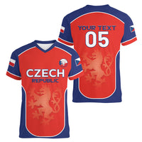 Custom Czechia Football 2026 Women V-Neck T-Shirt National Lion Unique Style