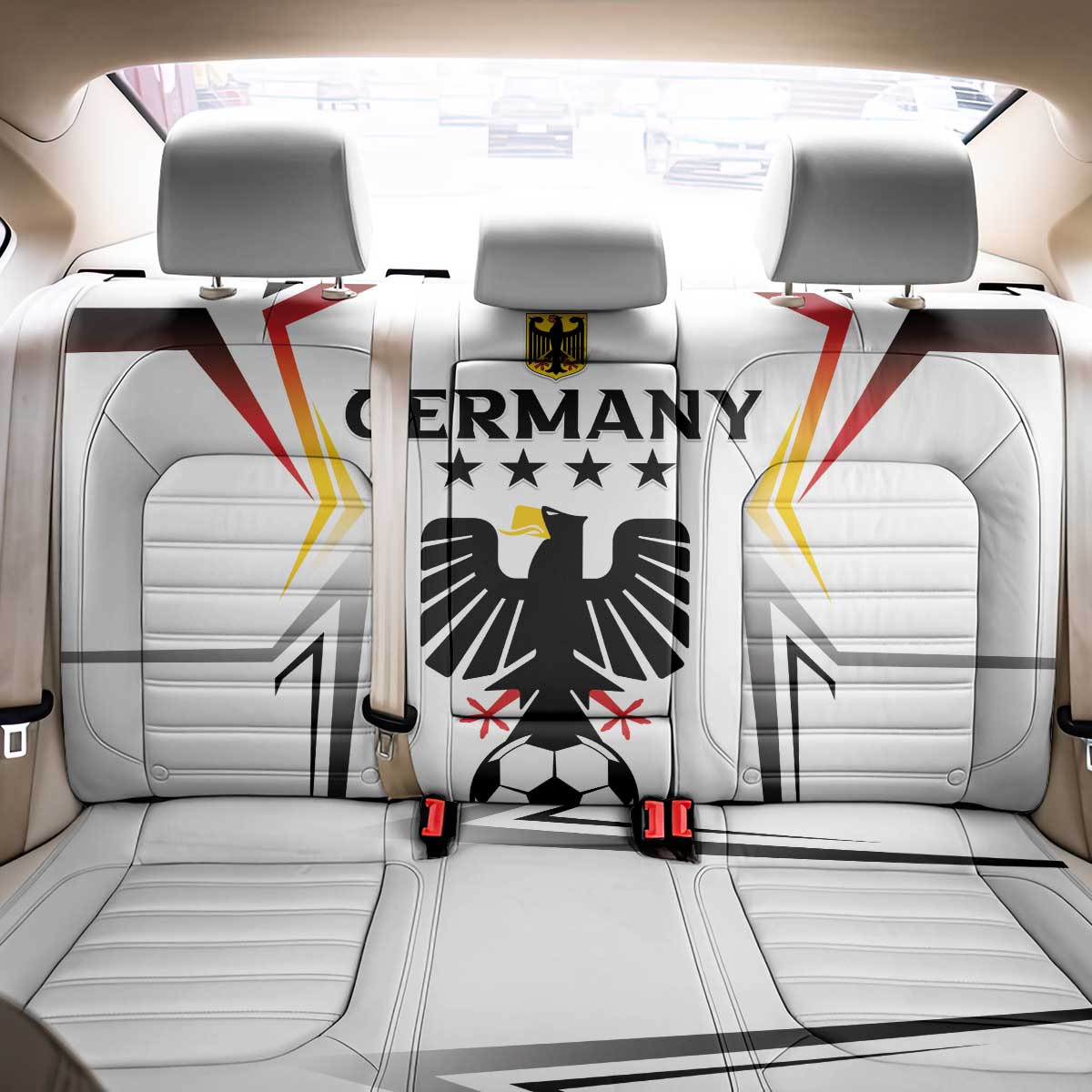 Germany 2024 Football Back Car Seat Cover Go Champions Nationalelf White Version LT05 - Wonder Print Shop