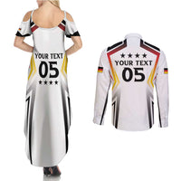 Custom Germany 2024 Football Couples Matching Summer Maxi Dress and Long Sleeve Button Shirt Go Champions Nationalelf White Version LT05 - Wonder Print Shop