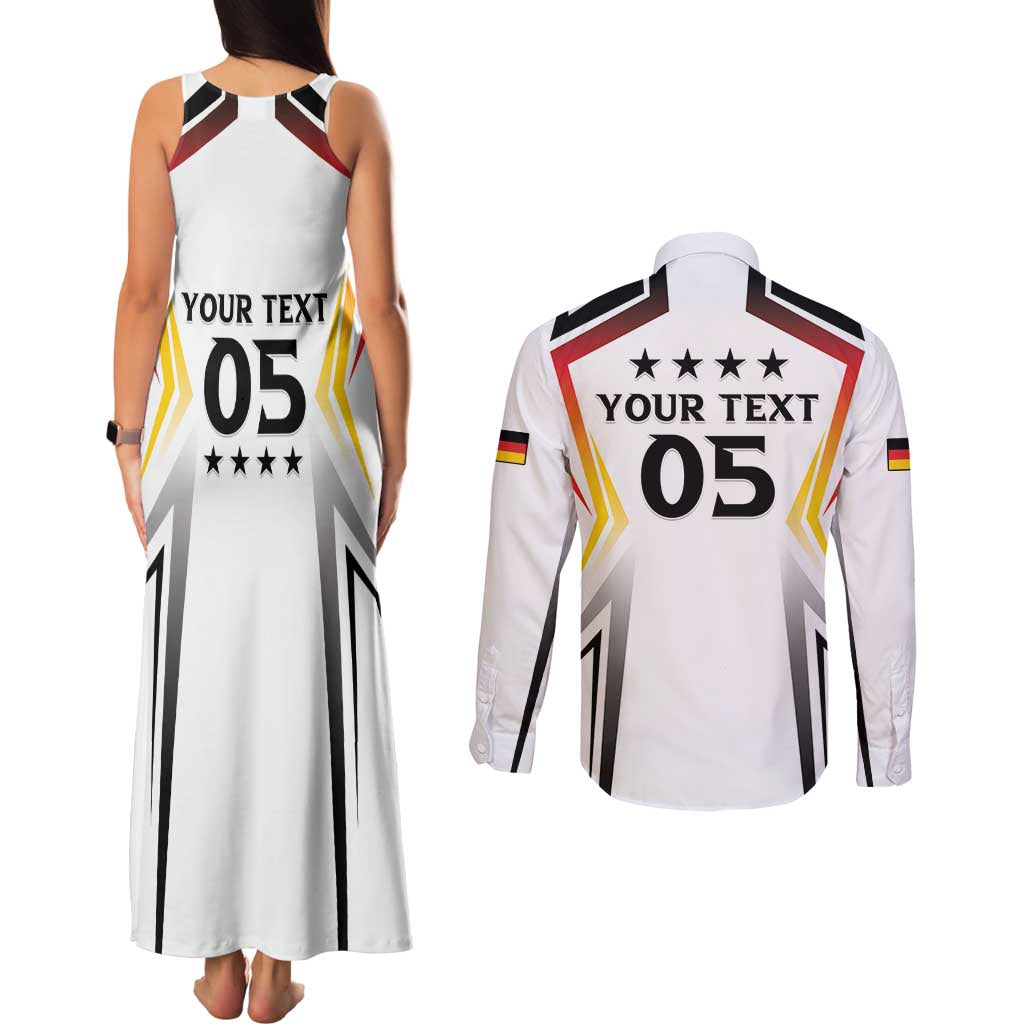 Custom Germany 2024 Football Couples Matching Tank Maxi Dress and Long Sleeve Button Shirt Go Champions Nationalelf White Version LT05 - Wonder Print Shop