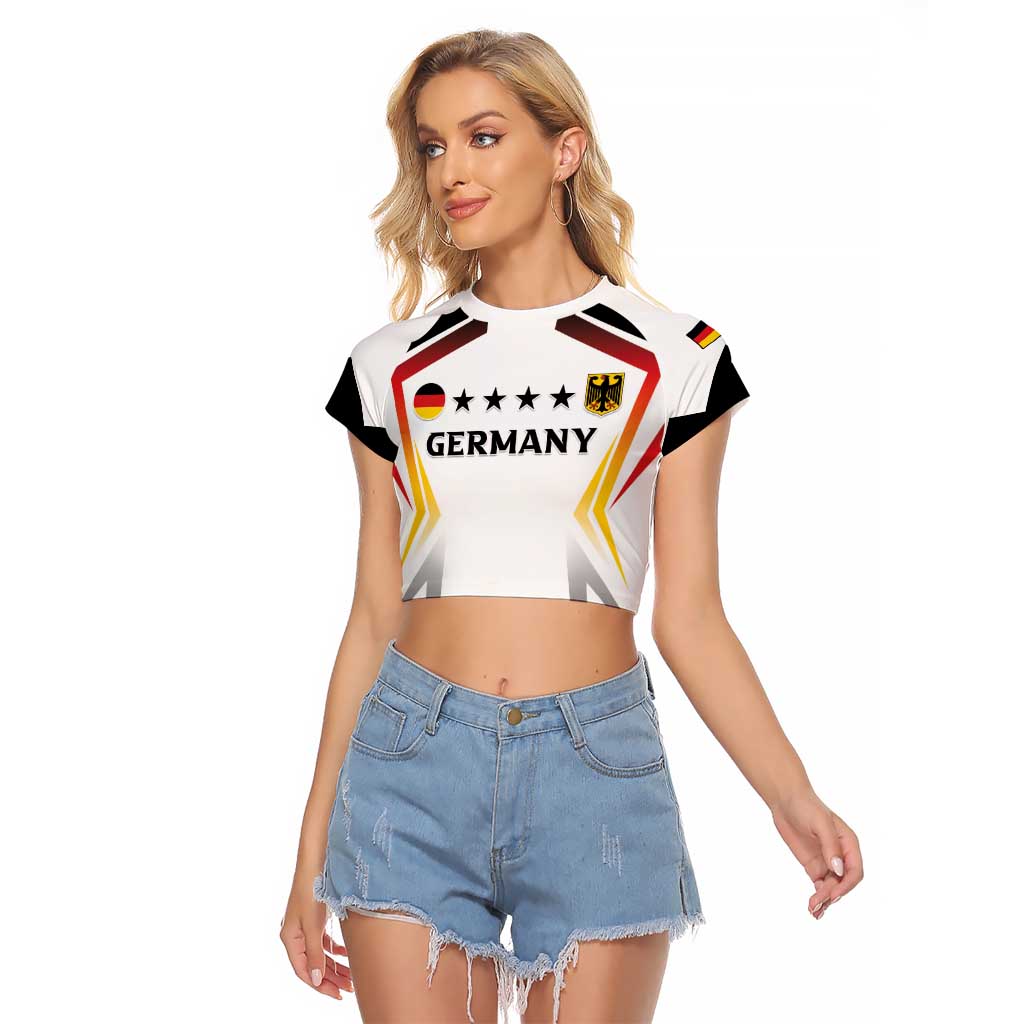 Custom Germany 2024 Football Raglan Cropped T Shirt Go Champions Nationalelf White Version LT05 - Wonder Print Shop
