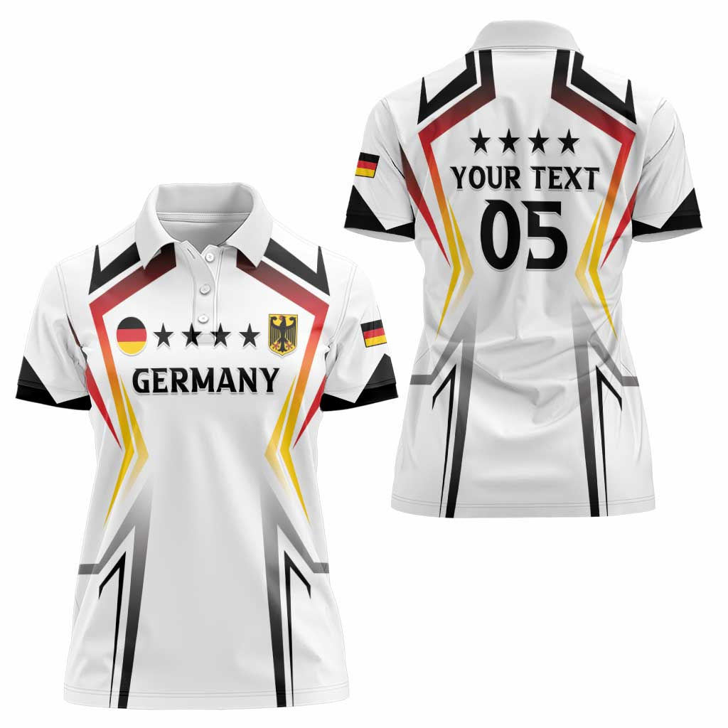 Custom Germany 2024 Football Women Polo Shirt Go Champions Nationalelf White Version LT05 - Wonder Print Shop
