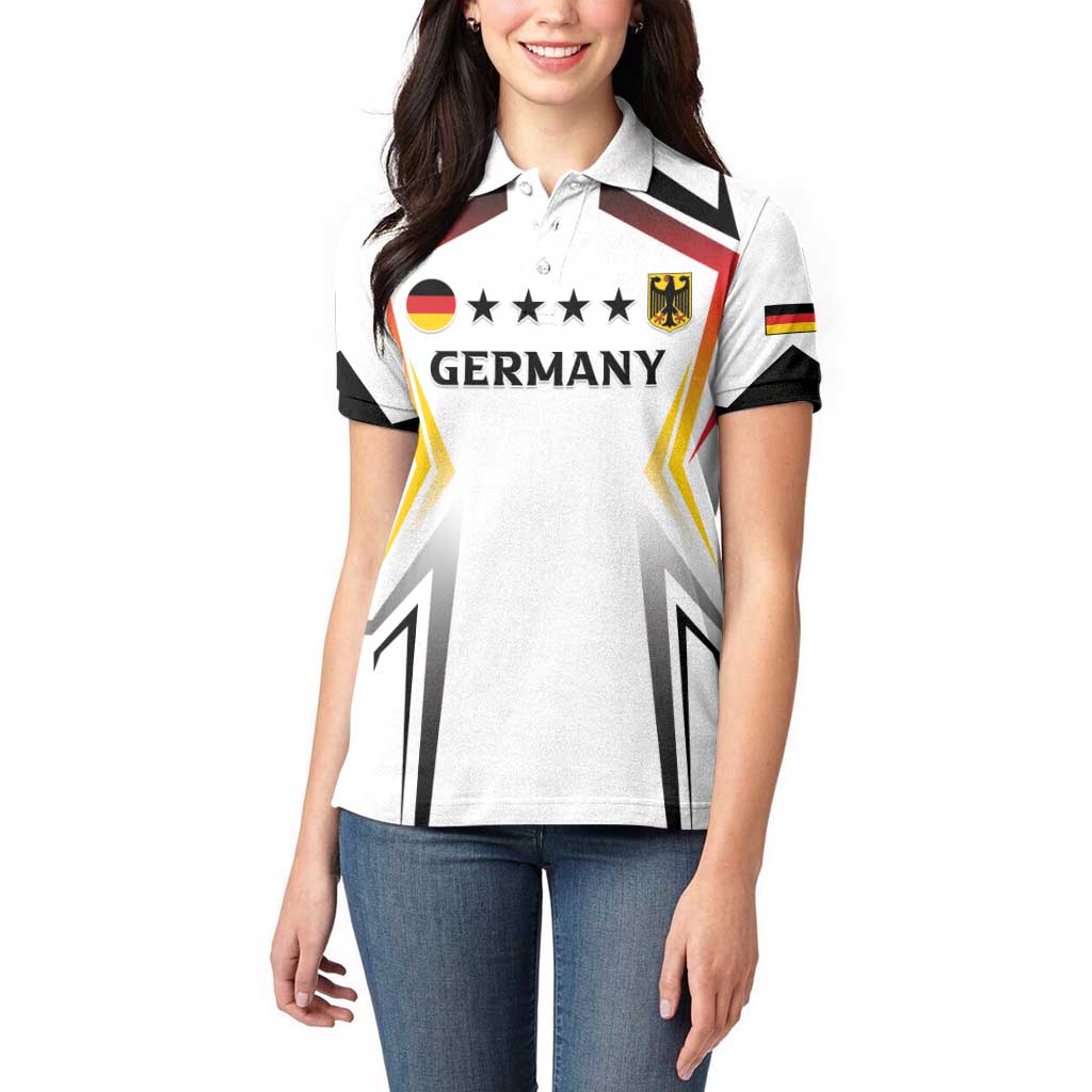 Custom Germany 2024 Football Women Polo Shirt Go Champions Nationalelf White Version LT05 - Wonder Print Shop