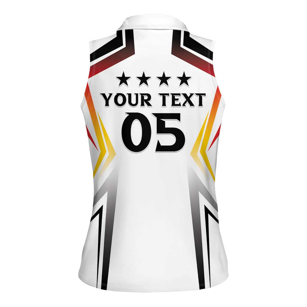 Custom Germany 2024 Football Women Sleeveless Polo Shirt Go Champions Nationalelf White Version LT05 - Wonder Print Shop