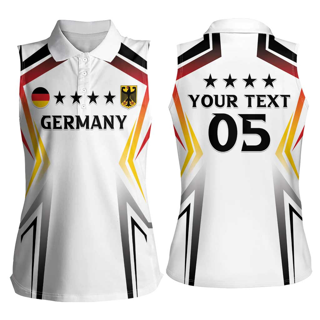 Custom Germany 2024 Football Women Sleeveless Polo Shirt Go Champions Nationalelf White Version LT05 - Wonder Print Shop