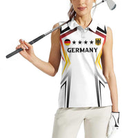 Custom Germany 2024 Football Women Sleeveless Polo Shirt Go Champions Nationalelf White Version LT05 - Wonder Print Shop