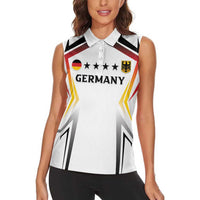 Custom Germany 2024 Football Women Sleeveless Polo Shirt Go Champions Nationalelf White Version LT05 - Wonder Print Shop
