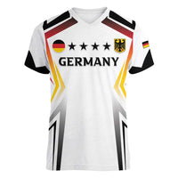 Custom Germany 2024 Football Women V-Neck T-Shirt Go Champions Nationalelf White Version LT05 - Wonder Print Shop