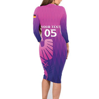Custom Germany 2024 Football Family Matching Long Sleeve Bodycon Dress and Hawaiian Shirt Go Champions Nationalelf Pink Version LT05 - Wonder Print Shop