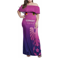 Custom Germany 2024 Football Family Matching Off Shoulder Maxi Dress and Hawaiian Shirt Go Champions Nationalelf Pink Version LT05 - Wonder Print Shop