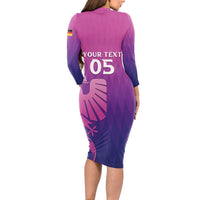 Custom Germany 2024 Football Long Sleeve Bodycon Dress Go Champions Nationalelf Pink Version LT05 - Wonder Print Shop