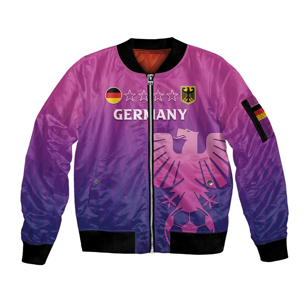 Custom Germany 2024 Football Sleeve Zip Bomber Jacket Go Champions Nationalelf Pink Version LT05 - Wonder Print Shop