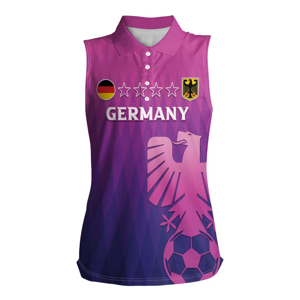 Custom Germany 2024 Football Women Sleeveless Polo Shirt Go Champions Nationalelf Pink Version LT05 - Wonder Print Shop