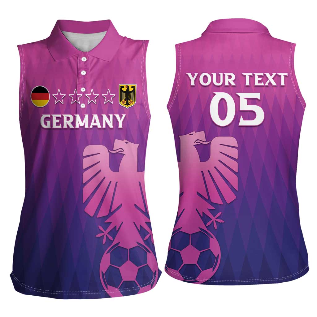 Custom Germany 2024 Football Women Sleeveless Polo Shirt Go Champions Nationalelf Pink Version LT05 - Wonder Print Shop