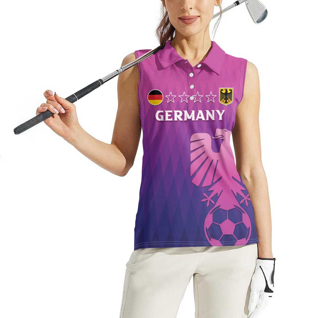 Custom Germany 2024 Football Women Sleeveless Polo Shirt Go Champions Nationalelf Pink Version LT05 - Wonder Print Shop