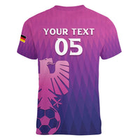 Custom Germany 2024 Football Women V-Neck T-Shirt Go Champions Nationalelf Pink Version LT05 - Wonder Print Shop