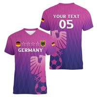 Custom Germany 2024 Football Women V-Neck T-Shirt Go Champions Nationalelf Pink Version LT05 - Wonder Print Shop