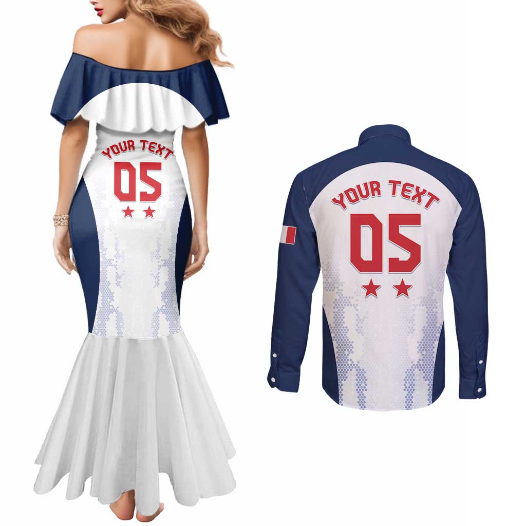 Custom France 2024 Football Couples Matching Mermaid Dress and Long Sleeve Button Shirt Go Champions Les Bleus