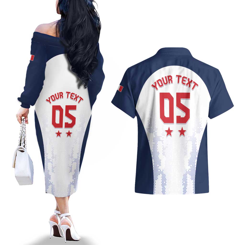 Custom France 2024 Football Couples Matching Off The Shoulder Long Sleeve Dress and Hawaiian Shirt Go Champions Les Bleus LT05 - Wonder Print Shop