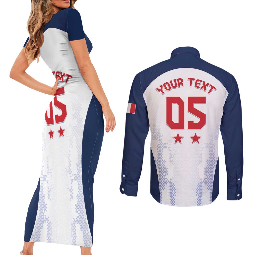Custom France 2024 Football Couples Matching Short Sleeve Bodycon Dress and Long Sleeve Button Shirt Go Champions Les Bleus LT05 - Wonder Print Shop