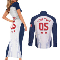 Custom France 2024 Football Couples Matching Short Sleeve Bodycon Dress and Long Sleeve Button Shirt Go Champions Les Bleus LT05 - Wonder Print Shop