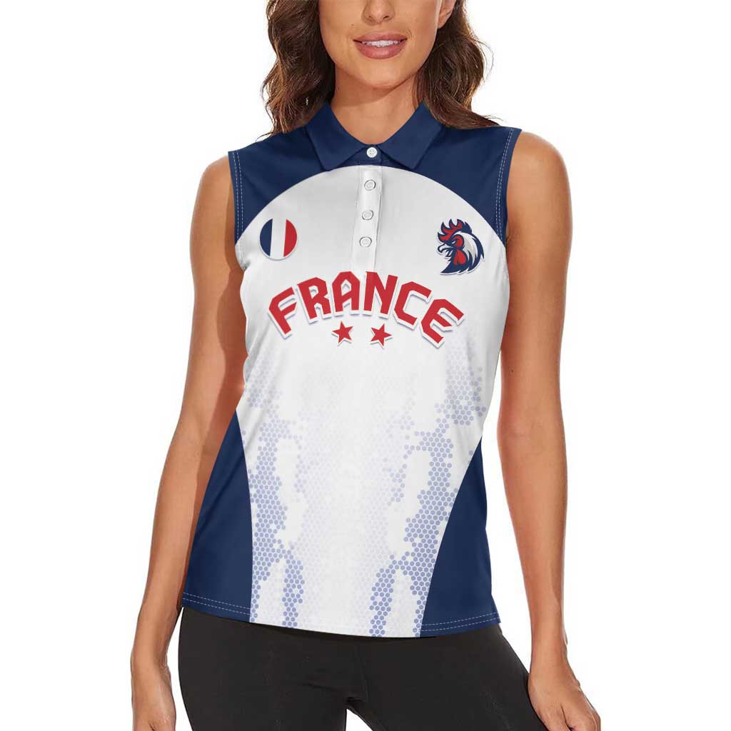 Custom France 2024 Football Women Sleeveless Polo Shirt Go Champions Les Bleus LT05 - Wonder Print Shop