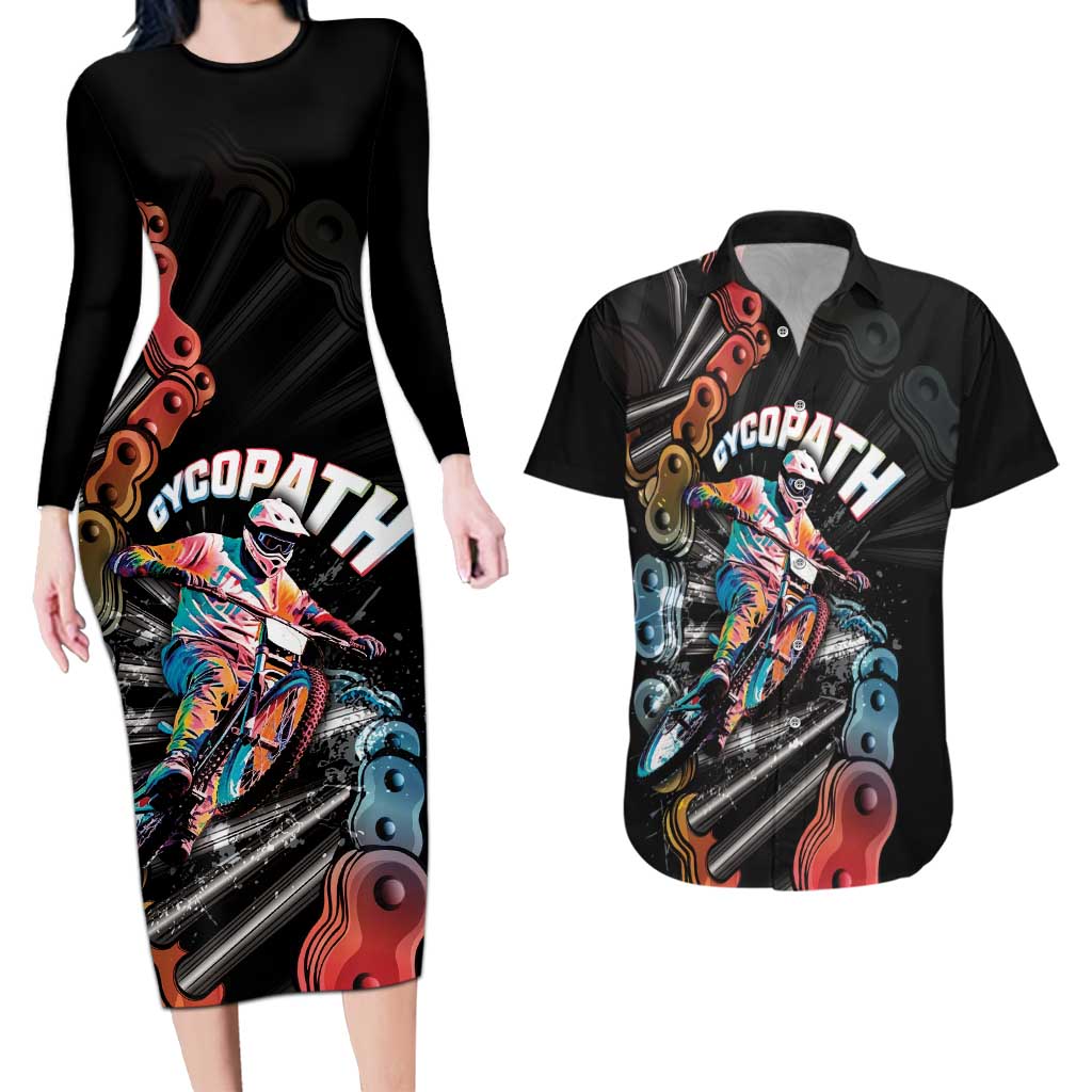 Cycopath Funny Cycling Couples Matching Long Sleeve Bodycon Dress and Hawaiian Shirt Cycling lovers - Wonder Print Shop
