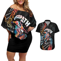 Cycopath Funny Cycling Couples Matching Off Shoulder Short Dress and Hawaiian Shirt Cycling lovers - Wonder Print Shop
