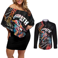 Cycopath Funny Cycling Couples Matching Off Shoulder Short Dress and Long Sleeve Button Shirt Cycling lovers - Wonder Print Shop