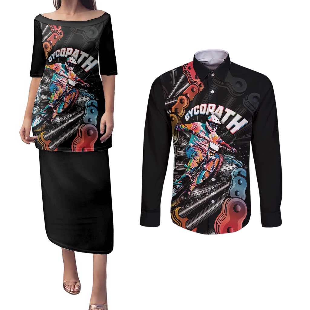 Cycopath Funny Cycling Couples Matching Puletasi and Long Sleeve Button Shirt Cycling lovers - Wonder Print Shop