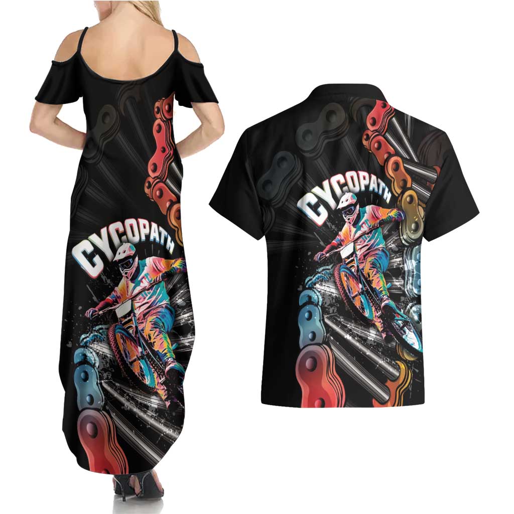 Cycopath Funny Cycling Couples Matching Summer Maxi Dress and Hawaiian Shirt Cycling lovers - Wonder Print Shop