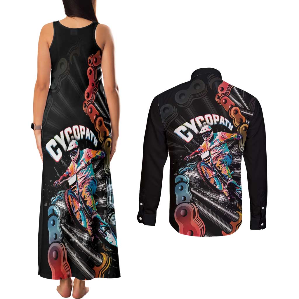 Cycopath Funny Cycling Couples Matching Tank Maxi Dress and Long Sleeve Button Shirt Cycling lovers - Wonder Print Shop