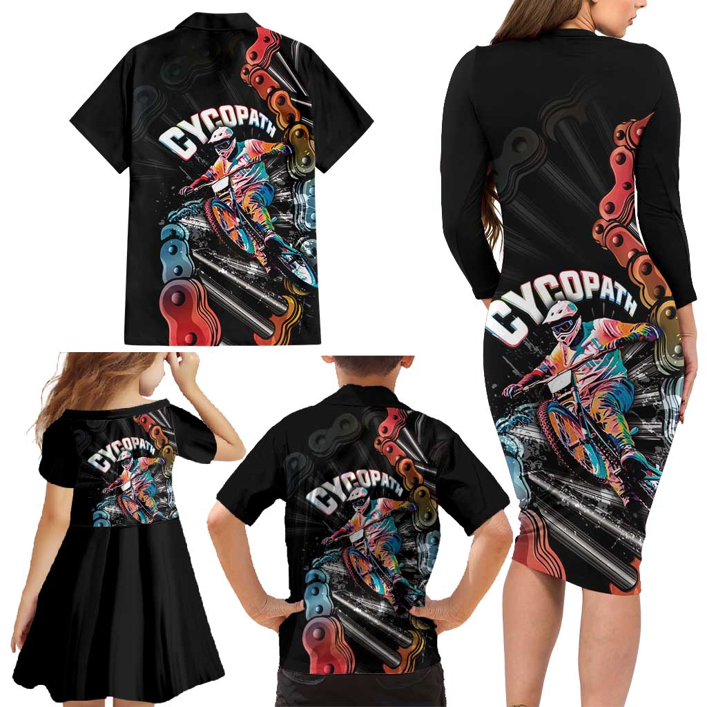 Cycopath Funny Cycling Family Matching Long Sleeve Bodycon Dress and Hawaiian Shirt Cycling lovers - Wonder Print Shop