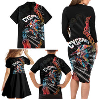 Cycopath Funny Cycling Family Matching Long Sleeve Bodycon Dress and Hawaiian Shirt Cycling lovers - Wonder Print Shop