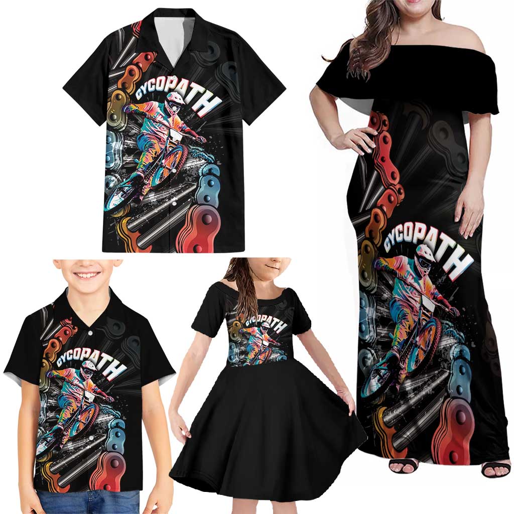Cycopath Funny Cycling Family Matching Off Shoulder Maxi Dress and Hawaiian Shirt Cycling lovers - Wonder Print Shop