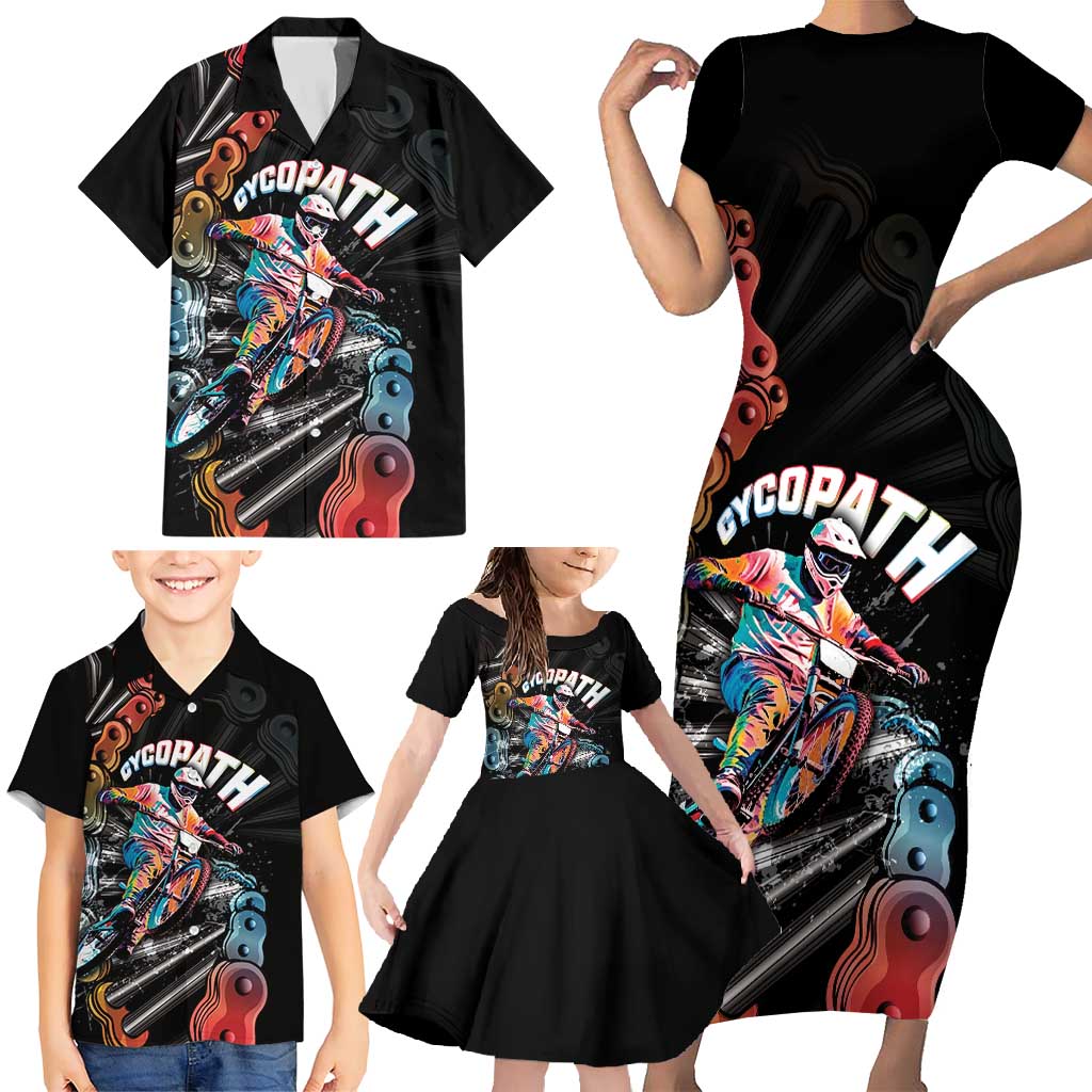 Cycopath Funny Cycling Family Matching Short Sleeve Bodycon Dress and Hawaiian Shirt Cycling lovers - Wonder Print Shop