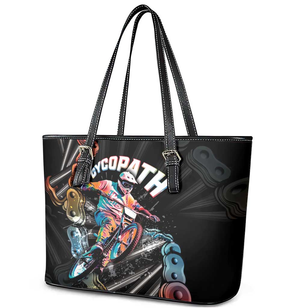 Cycopath Funny Cycling Leather Tote Bag Cycling lovers - Wonder Print Shop