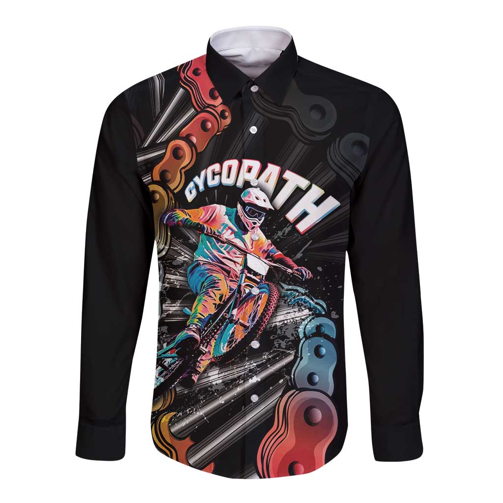 Cycopath Funny Cycling Long Sleeve Button Shirt Cycling lovers - Wonder Print Shop
