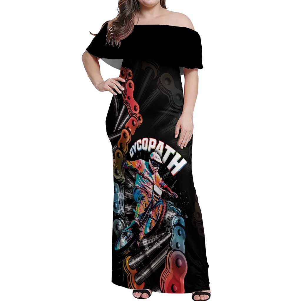 Cycopath Funny Cycling Off Shoulder Maxi Dress Cycling lovers - Wonder Print Shop