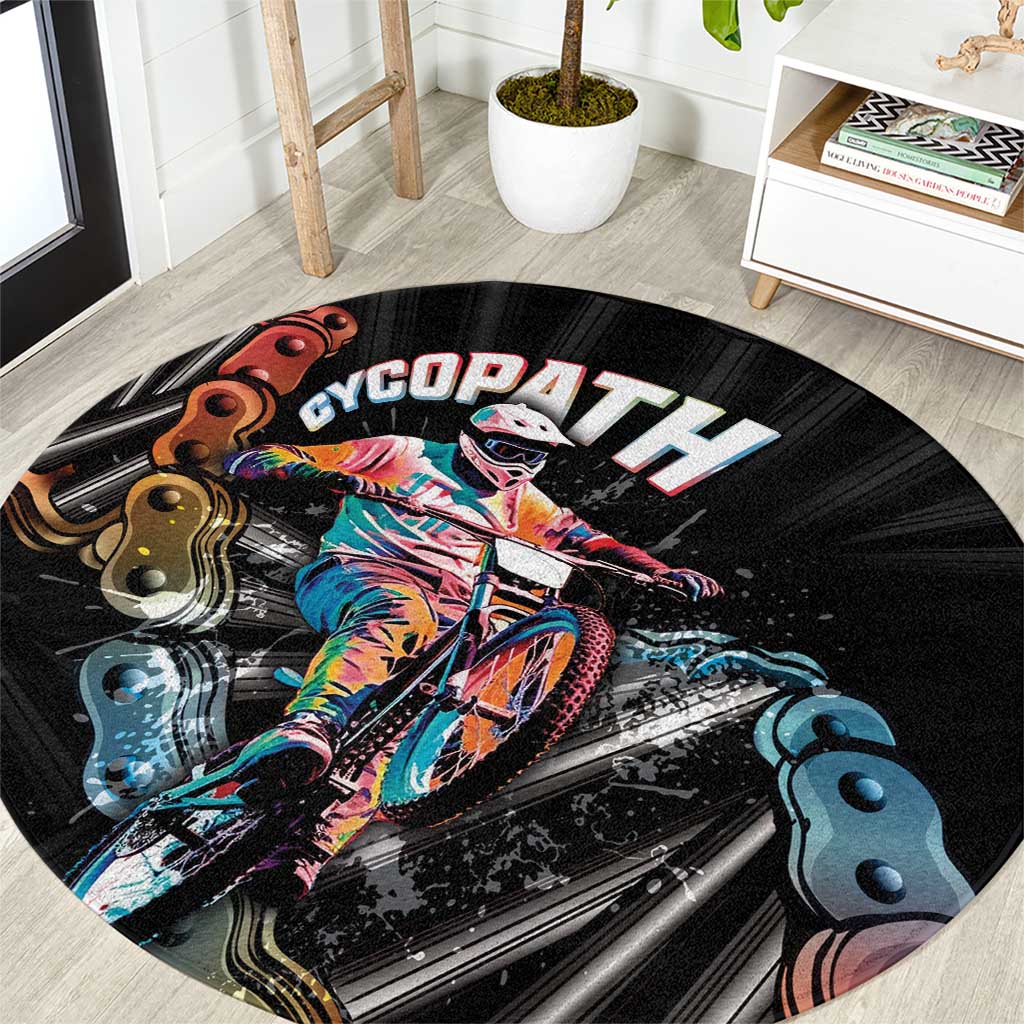 Cycopath Funny Cycling Round Carpet Cycling lovers - Wonder Print Shop