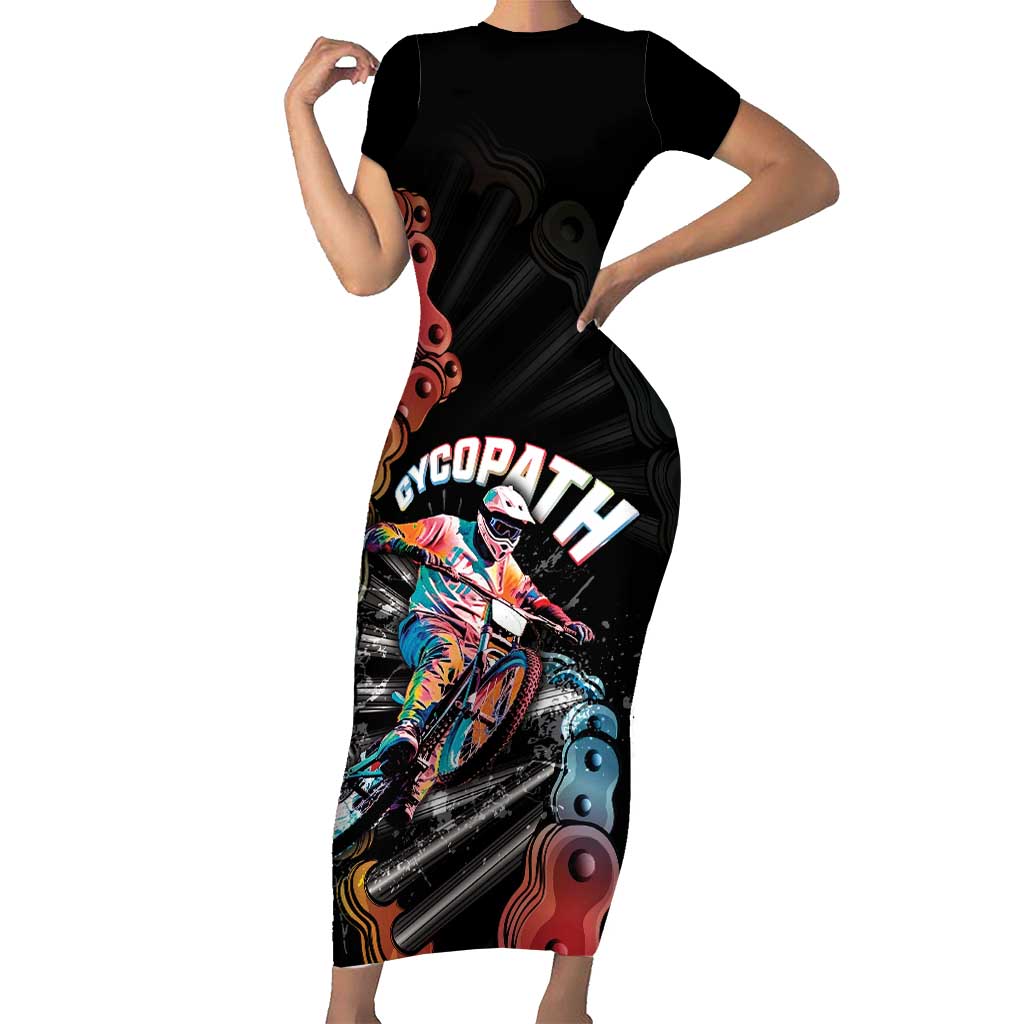 Cycopath Funny Cycling Short Sleeve Bodycon Dress Cycling lovers - Wonder Print Shop