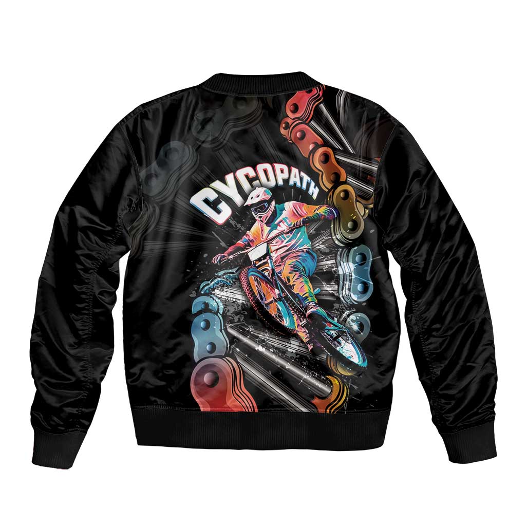 Cycopath Funny Cycling Sleeve Zip Bomber Jacket Cycling lovers - Wonder Print Shop